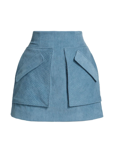 Aknvas Cherry Corduroy A-line Mini Skirt In Blue-med