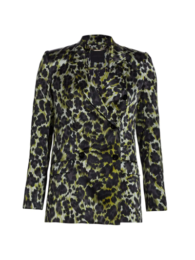 Adriana Iglesias Kira Leopard-print Silk Blazer In Khaki Leopard