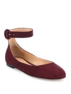 GIANVITO ROSSI Virna Suede Ankle-Strap Ballet Flats