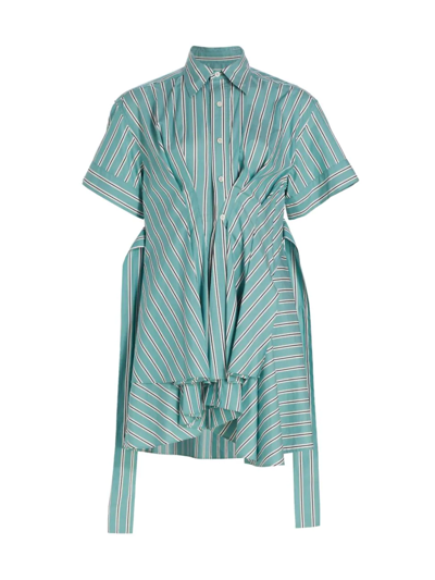Aknvas Tammy Ruffle Belted Shirt Dress In Nile