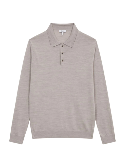 Reiss Trafford Wool Polo Shirt In Wheat Melange