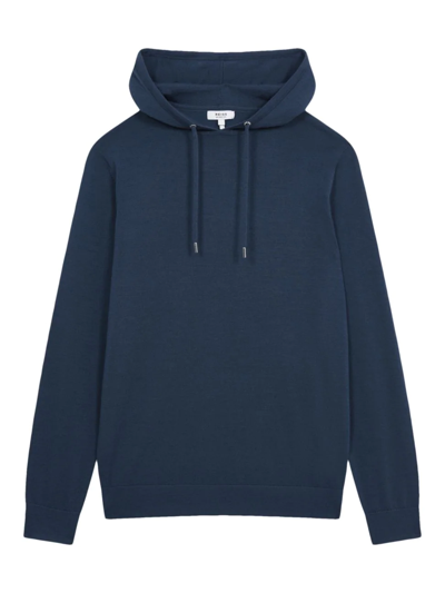 Reiss Holland Wool Knit Hoody In Bright Airforce
