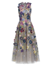MARCHESA WOMEN'S EMBROIDERED FLORAL TULLE DRESS