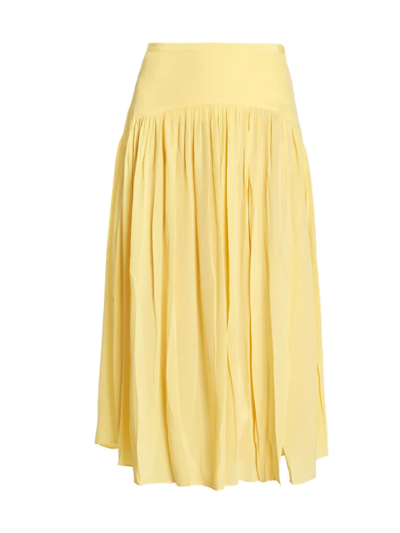 Marni Gathered Silk Midi-skirt In Yellow
