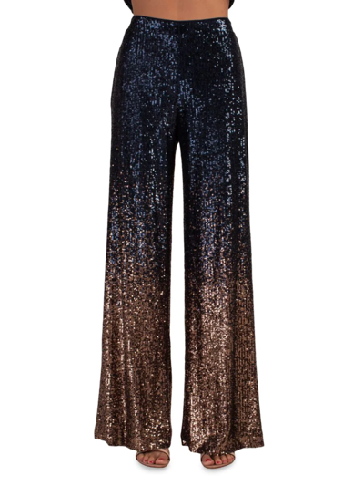 Trina Turk East Ombre Wide-leg Sequin Pants In Blue