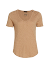 Atm Anthony Thomas Melillo Slub Jersey V-neck Tee In Camel