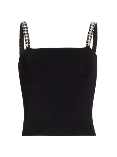 Alice And Olivia Drina Embellished Straps Tank Top In Black