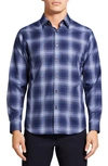 Theory Irving Shade Cotton Flannel Button-up Shirt In Blue