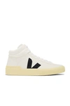 Veja Minotaur Leather High-top Sneakers In Extra White & Black Butter
