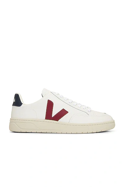 Veja Extra White Marsala And Navy Leather V - 12 Sneakers In White Marsala Black