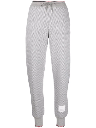 Thom Browne Herringbone Pattern Track Trousers In Grey