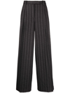 Versace Logo-pinstripe Trousers In Grau