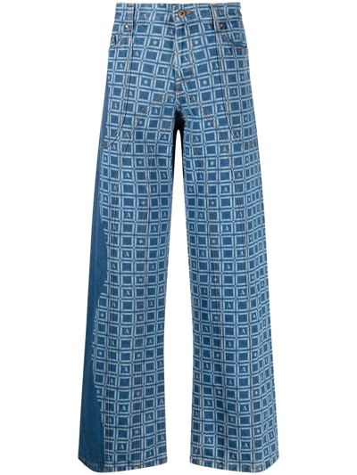 Ahluwalia Priya Organic-cotton Wide-leg Jeans In Blue