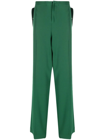 Maximilian Davis Flap-pocket Wide-leg Trousers In Green
