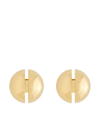 Saint Laurent Slit-detail Sphere Earrings In Aged Gold