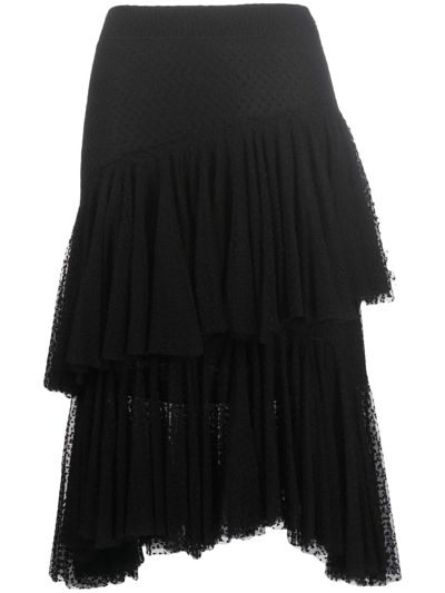 Philosophy Di Lorenzo Serafini Tiered Asymmetric Midi Skirt In Schwarz