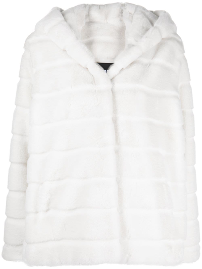 Apparis Hooded Faux-fur Coat In White