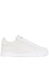 Dolce & Gabbana Women Portofino Low-top Leather Sneakers With Lateral Monogram In White