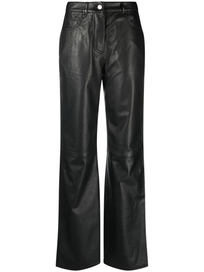 Remain Black Charlene Leather Wide-leg Cargo Trousers