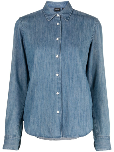 Aspesi Fitted Button-down Denim Shirt In Blue