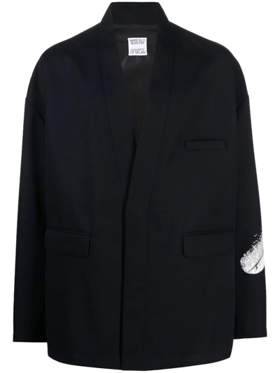 Marcelo Burlon County Of Milan Feather Print Wool Blazer In Blau