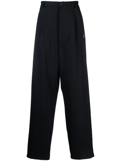 Marcelo Burlon County Of Milan Feather Print Wide-leg Tailored Trousers In Black