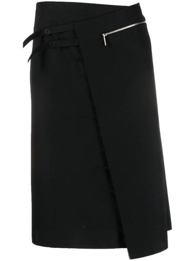 Sapio Asymmetric Wrap Skirt In Black