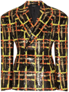 Dolce & Gabbana Sequinned Plaid Double-breasted Suit Jacket In Black