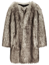 Dolce & Gabbana Single-breasted Faux Fur Coat In Neutrals