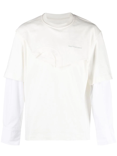 Feng Chen Wang Logo-embroidered Layered Sweatshirt In White