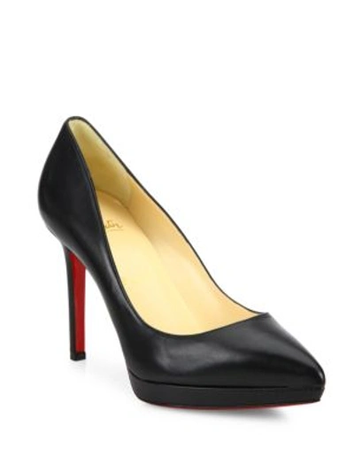 Christian Louboutin Pigalle Plato Leather Red Sole Pumps, Black