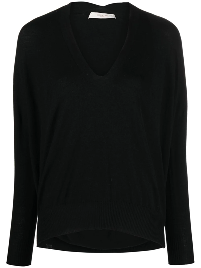 Zanone V-neck Virgin Wool Jumper In Black