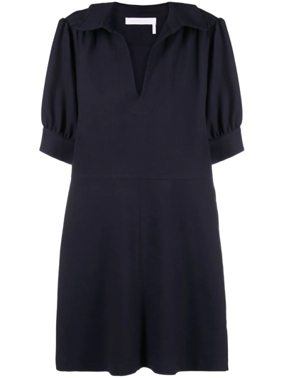 See By Chloé Blue Short Sleeve Dress