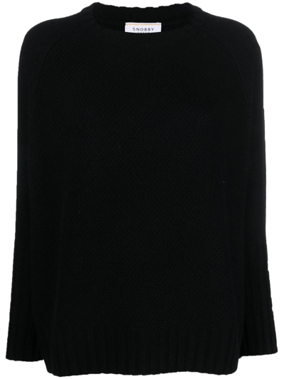 Snobby Sheep Waffle-knit Ribbed-trim Jumper In Black