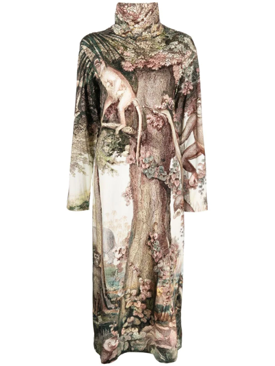 F.r.s For Restless Sleepers Jungle-print Cotton Maxi Dress In Nude