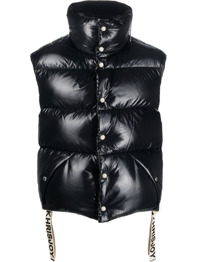 Khrisjoy Logo-drawstring Down Gilet In Black