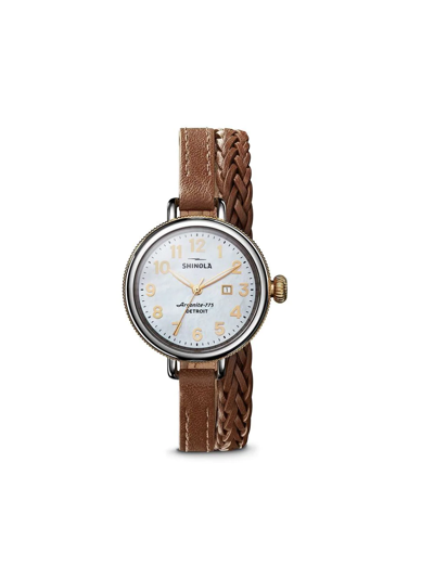 Shinola Men's Birdy Stainless Steel & Leather Watch In Brown