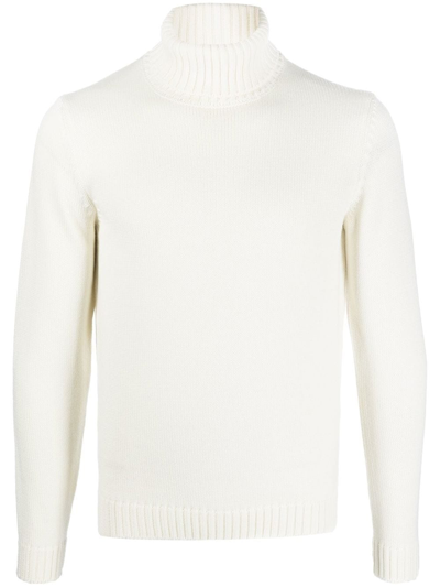 Zanone Roll-neck Long-sleeve Jumper In Weiss