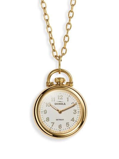 Shinola Women's Goldtone Runwell Watch Pendant Necklace In Yellowgold