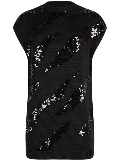 Rta Samantha Sequin-embellished Knit Dress In Black