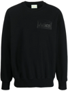 Aries Logo Jacquard Cotton Sweatshirt In Black