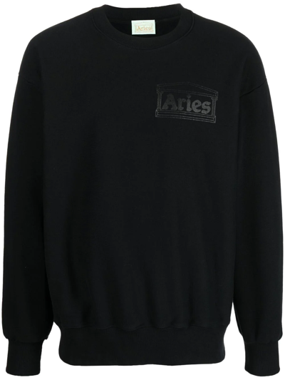 Aries Logo Crew-neck Sweatshirt In Black