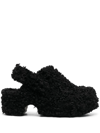 Xocoi Faux-fur 60mm Heel Clogs In Black 1