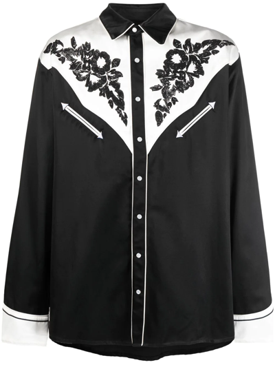 Kenzo Floral-print Long-sleeved Shirt In Schwarz
