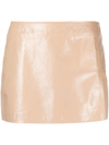 MANOKHI SIDE-SLIT MINI LEATHER SKIRT