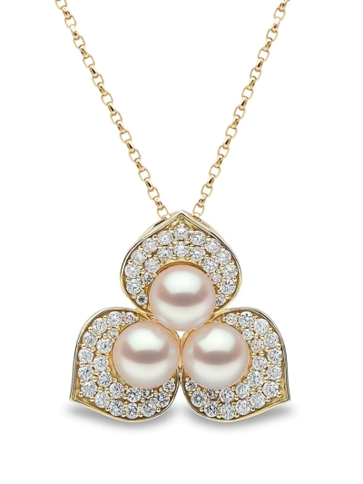 Yoko London 18kt Yellow Gold Petal Pearl And Diamond Pendant