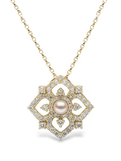 Yoko London 18kt Yellow Gold Petal Pearl And Diamond Pendant