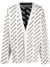 Balenciaga Intarsia-knit Logo Cardigan In Nude