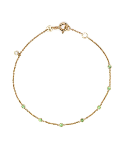 White Bird 18kt Yellow Gold Holly Tsavorite Bracelet In Green