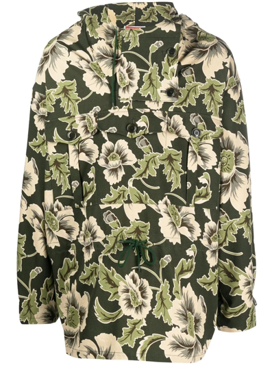 Kenzo Jungle Camo Floral-print Cotton-canvas Jacket In Green